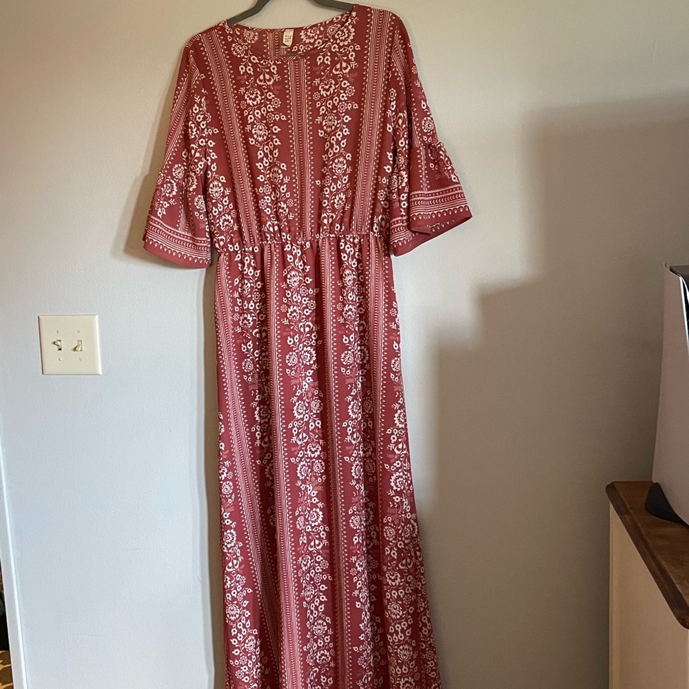 Western maxi dress with bell sleeves